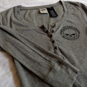Harley-Davidson "Willlie-G" Skull Henley Knit Top